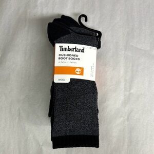 New Timberland Socks 4 Pair Men’s Gray & Black Wool Cushioned Boot Socks Casual